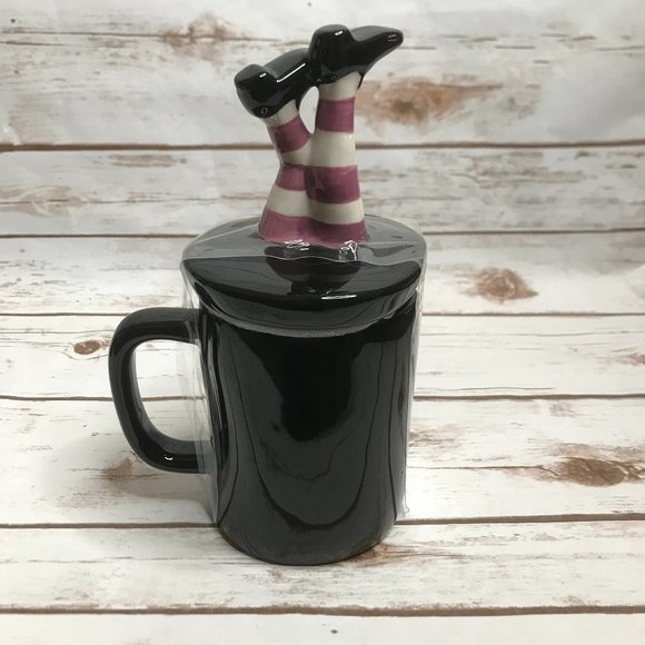 Rae Dunn DRINK UP WITCHES Mug with Witch Legs Topper - Picture 4 of 7